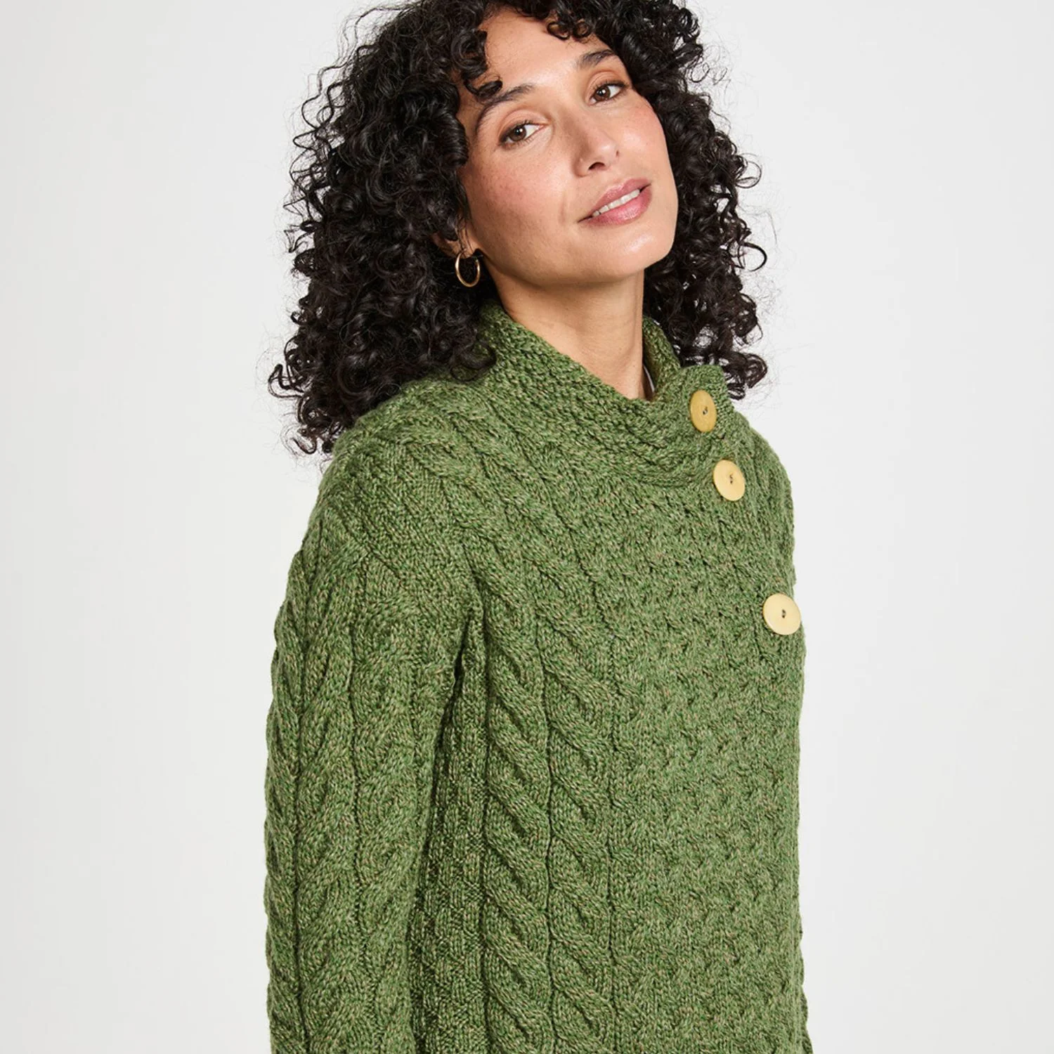 Supersoft Crossover Button Cardigan, Green