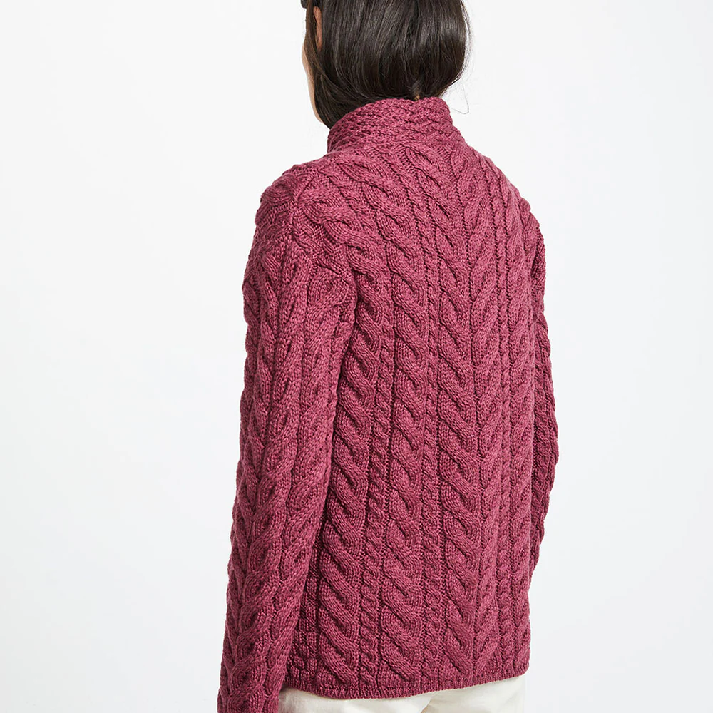 Supersoft Crossover Button Cardigan, Wine - Image 3