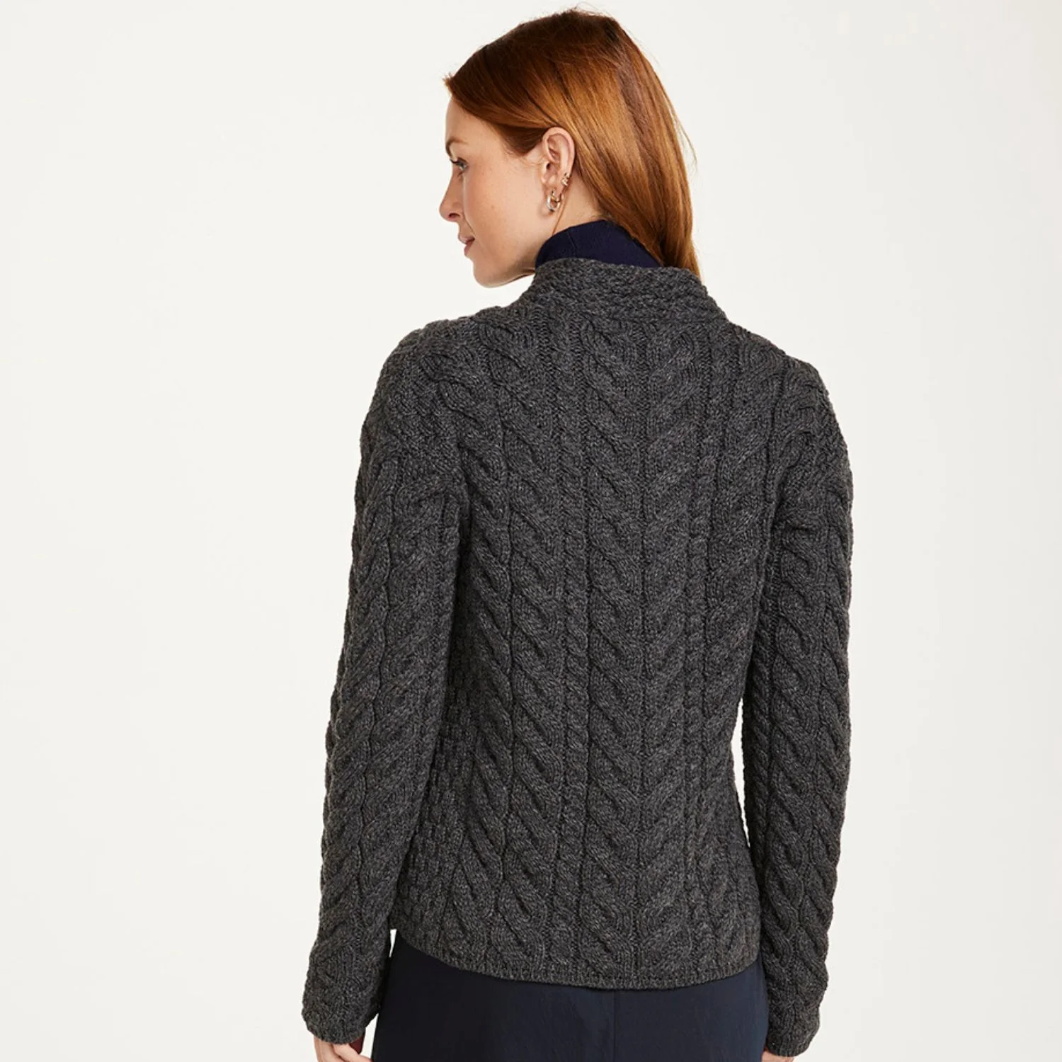 Supersoft Crossover Button Cardigan, Charcoal - Image 2