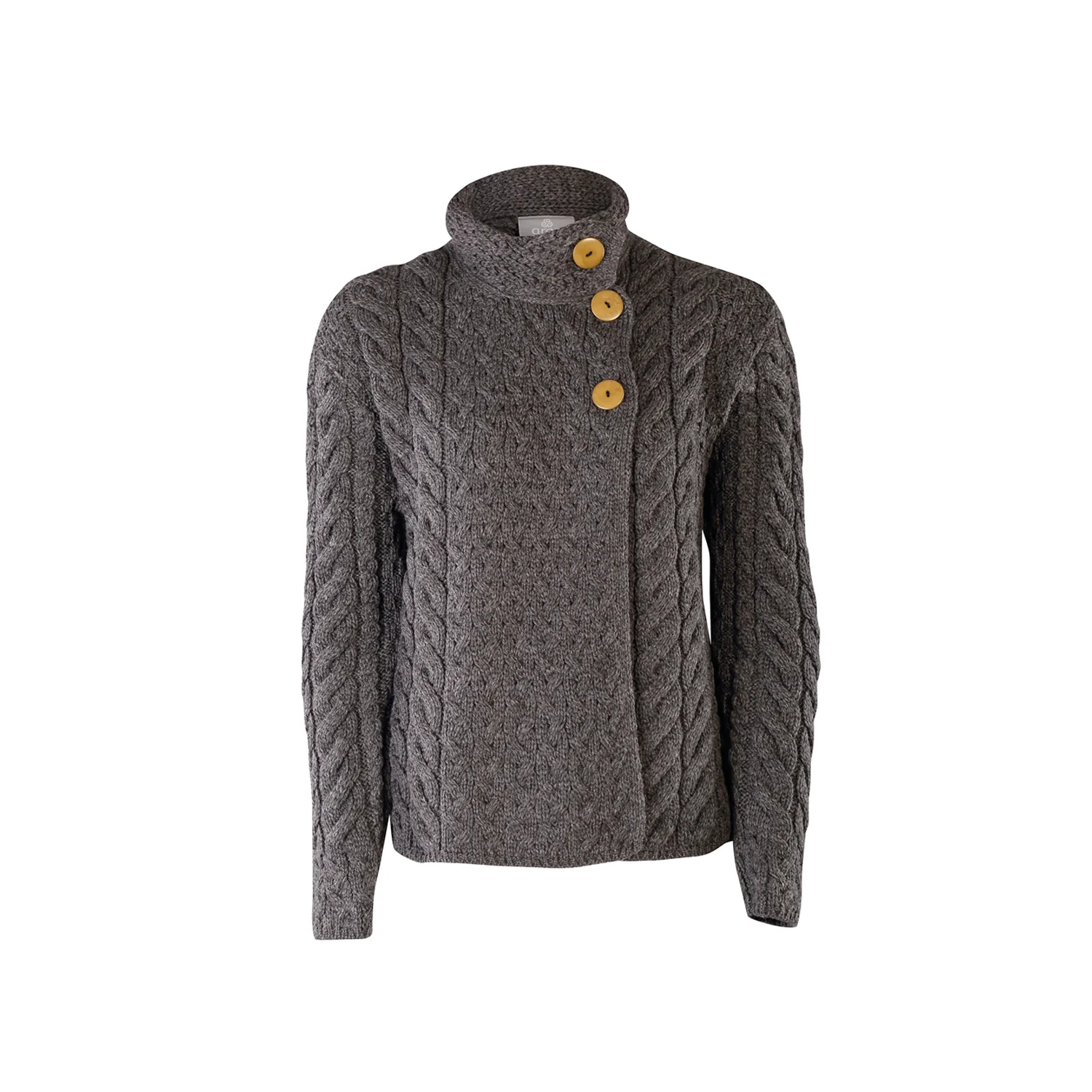 Supersoft Crossover Button Cardigan, Charcoal - Image 3