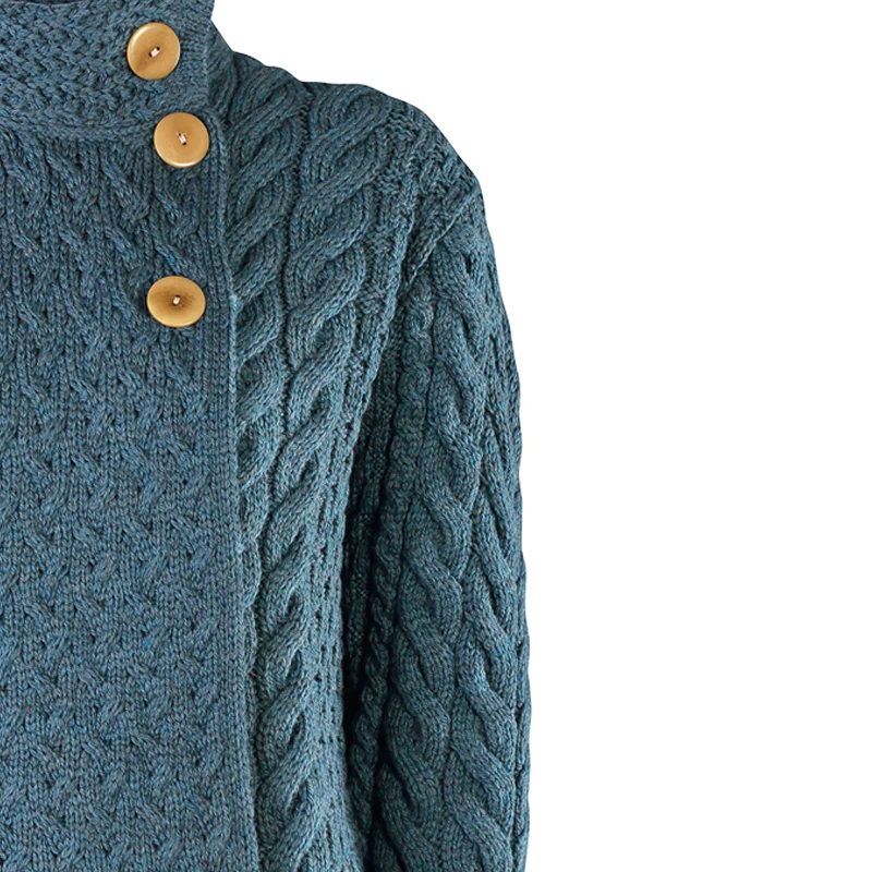 Supersoft Crossover Button Cardigan, Petrol - Image 6