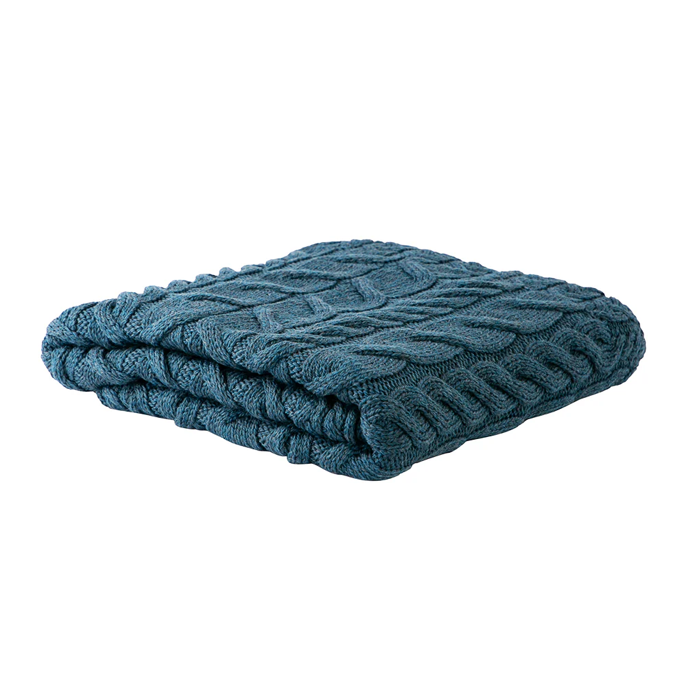 Teal Supersoft Aran Blanket - Image 3