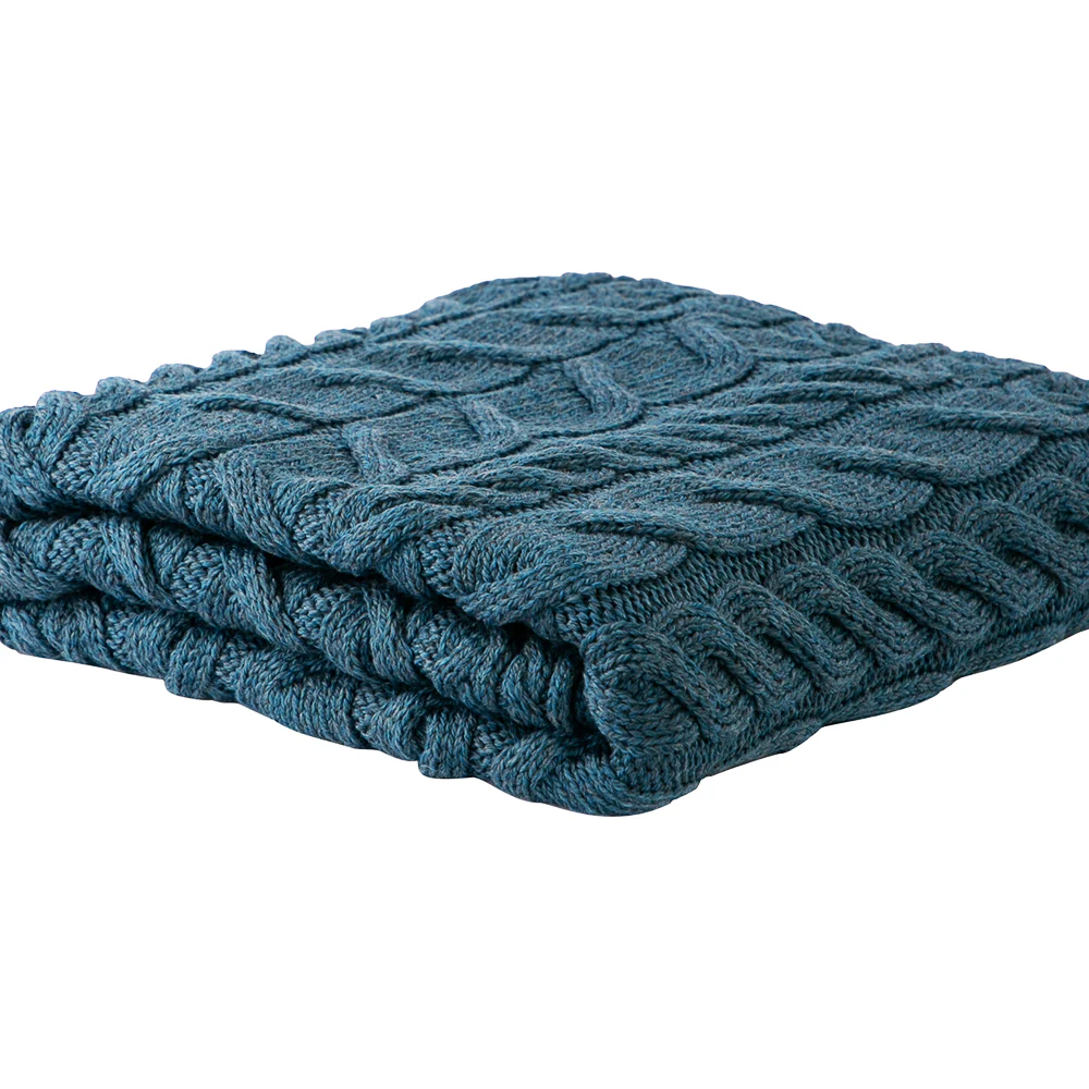 Teal Supersoft Aran Blanket - Image 4