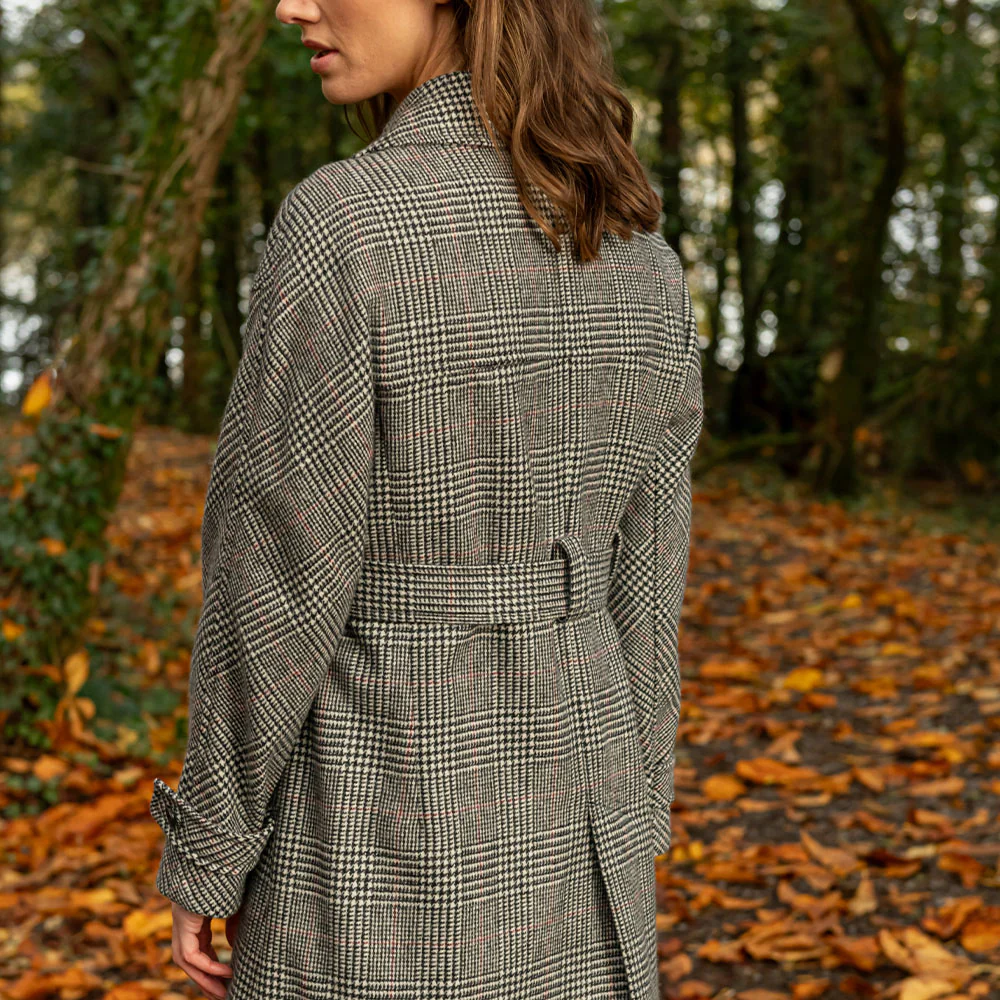 Black, White & Red Check Faye Double Breasted Mac Coat - Image 11