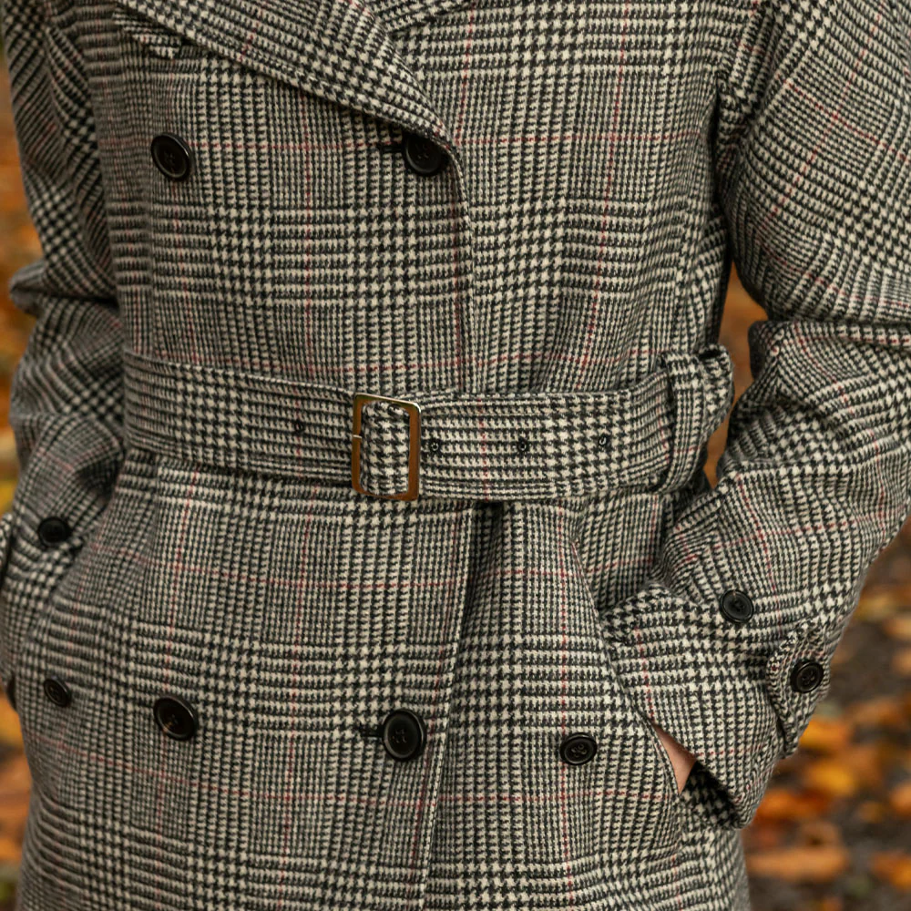 Black, White & Red Check Faye Double Breasted Mac Coat - Image 15