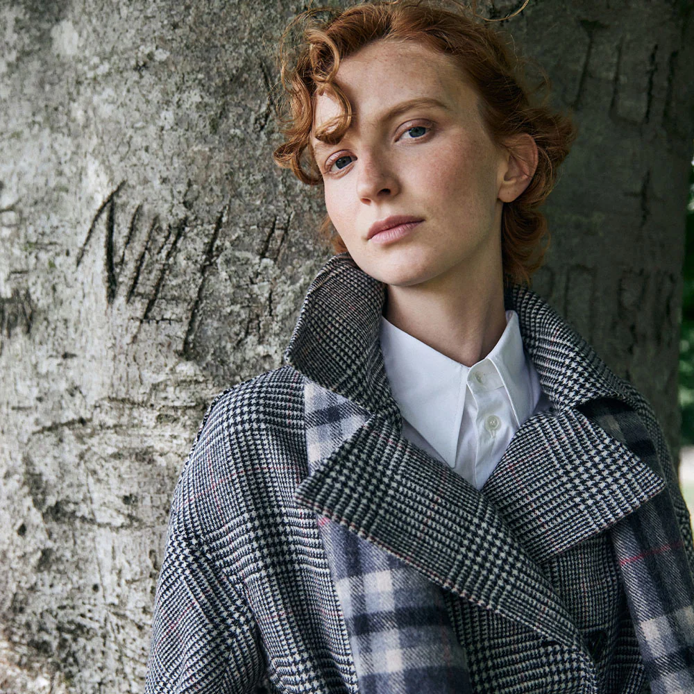 Black, White & Red Check Faye Double Breasted Mac Coat - Image 2