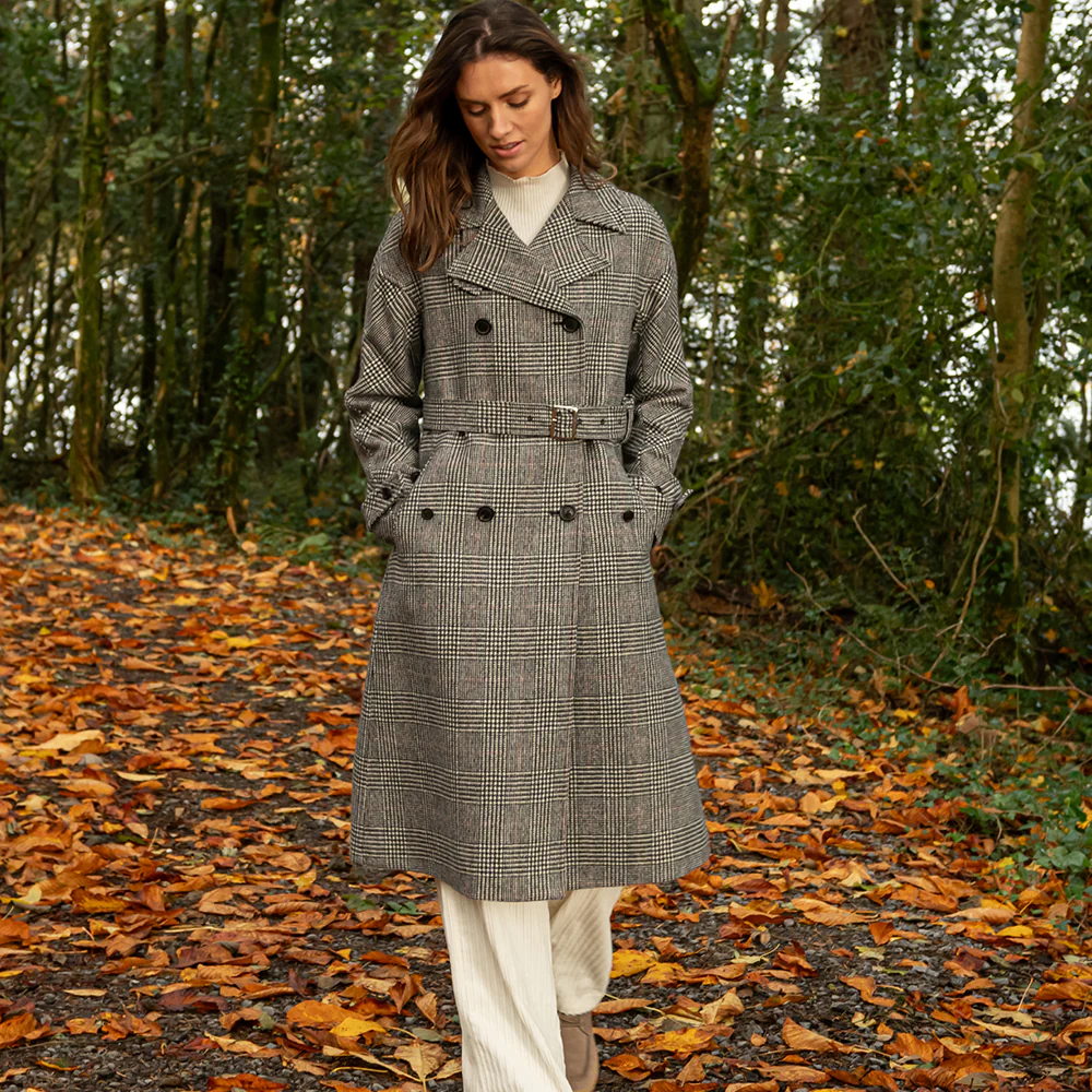 Black, White & Red Check Faye Double Breasted Mac Coat - Image 3