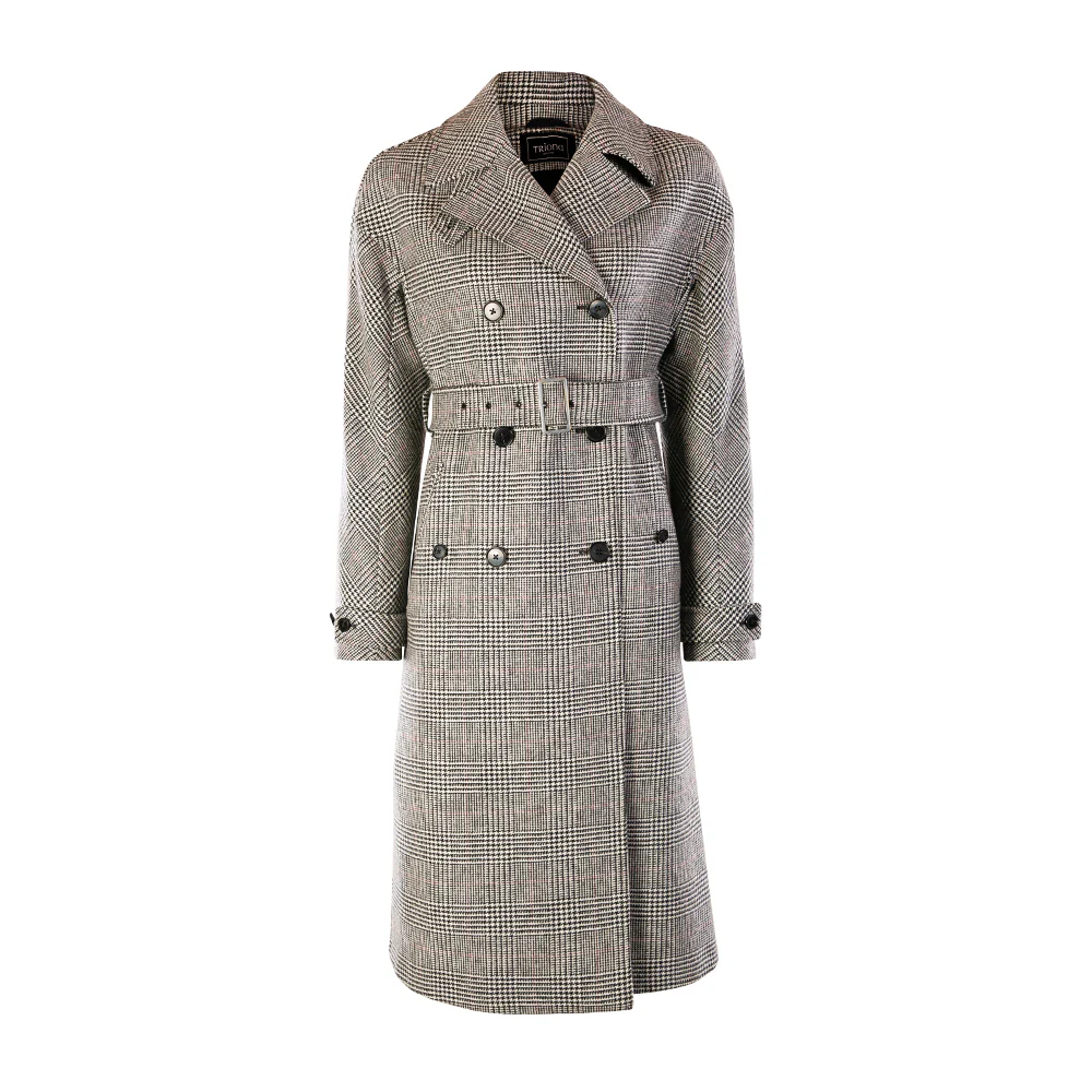 Black, White & Red Check Faye Double Breasted Mac Coat - Image 5