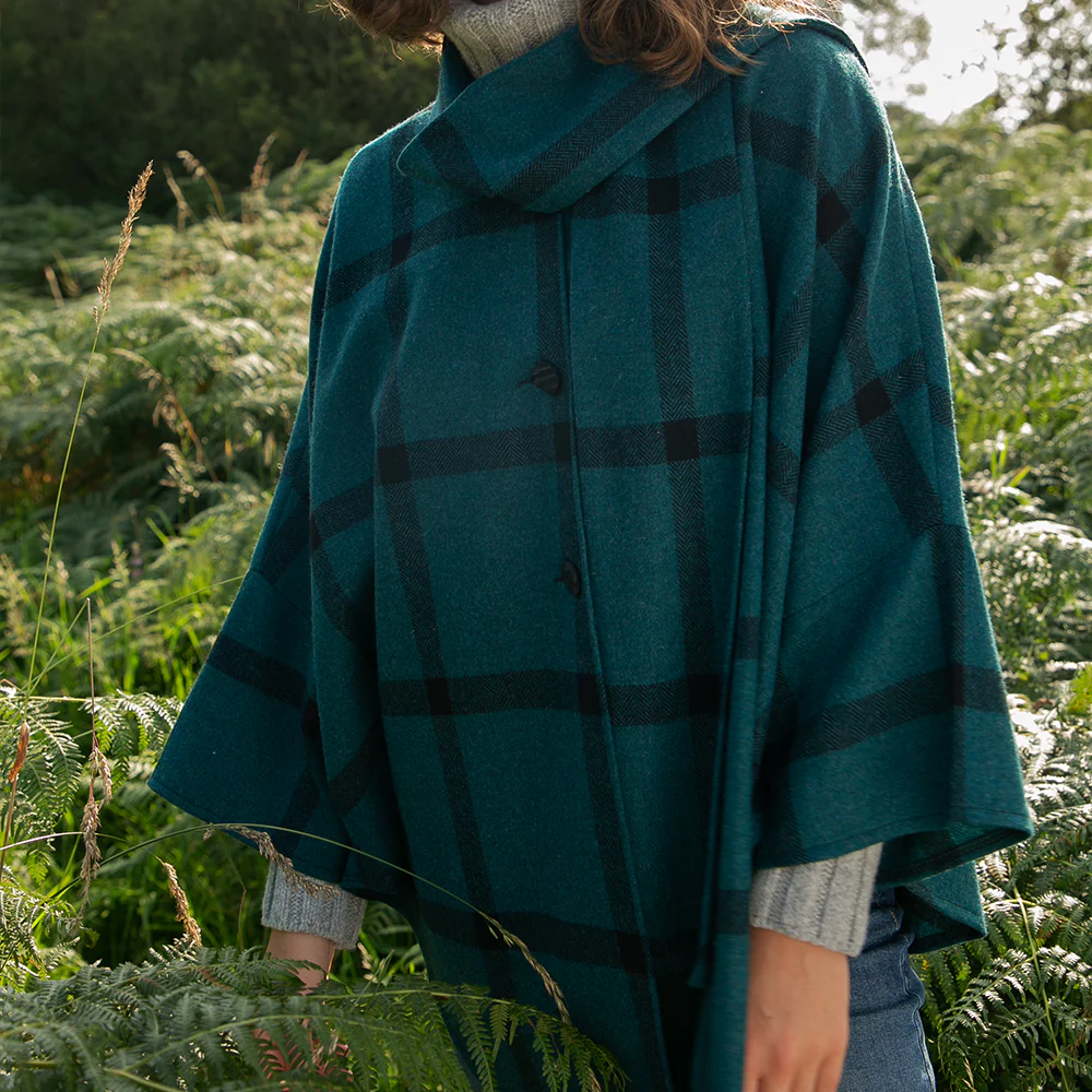Trisha Cape, Teal & Black Windowpane - Image 10
