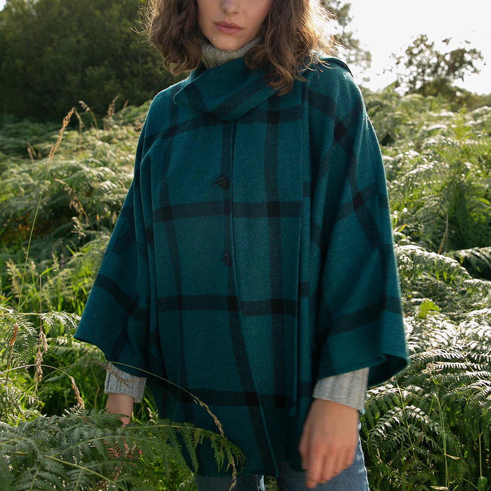 Trisha Cape, Teal & Black Windowpane - Image 8