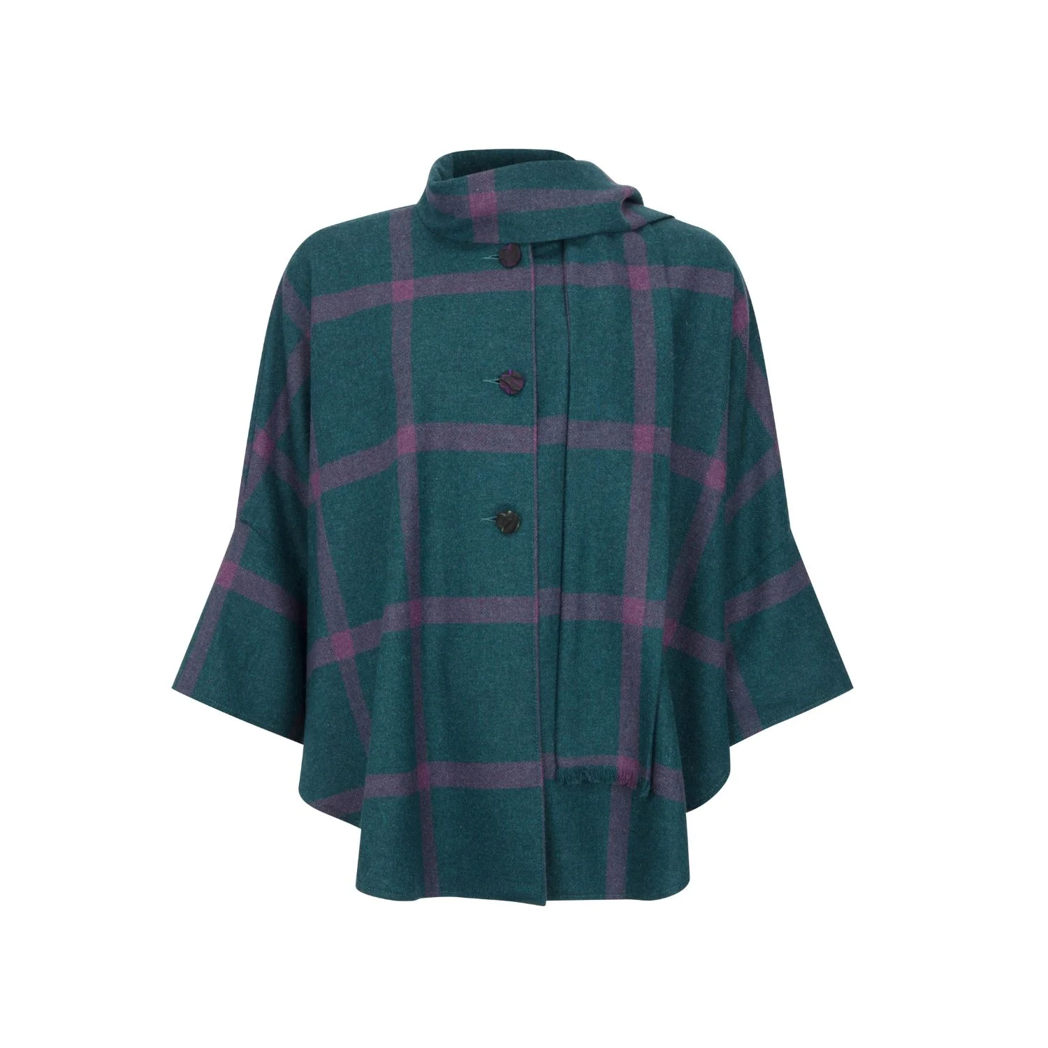 Trisha Cape, Teal & Purple Windowpane